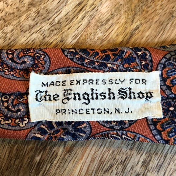 Vtg RIVETZ of BOSTON Mens Silk Paisley Tie Hand Block Printed in England Preppy - Picture 6 of 14